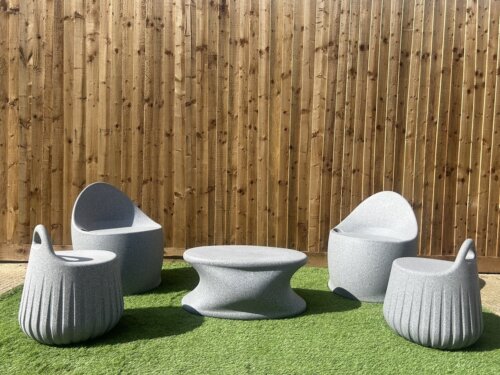 Egg Chair Handy Stool Coffee Table Grey Stone (Set of 5)