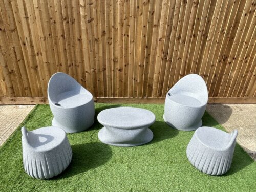 Egg Chair Handy Stool Coffee Table Grey Stone (Set of 5) - Image 2