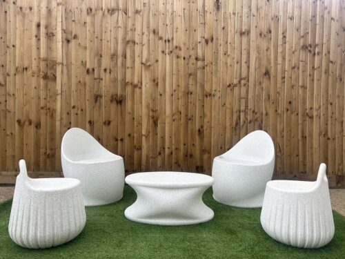 Egg Chair Handy Stool Coffee Table Natural Stone Finish (Set of 5)