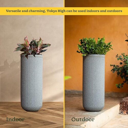 Grey Stone Tall Planter 75 CMS - Image 3