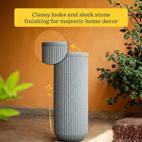 Grey Stone Tall Planter 75 CMS - Image 4