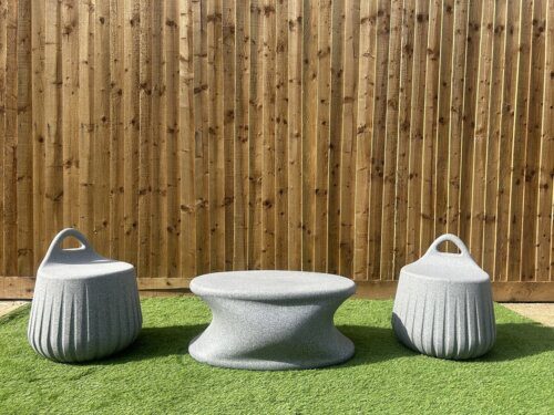 Handy Stool Coffee Table Grey Stone Finish (Set of 3)