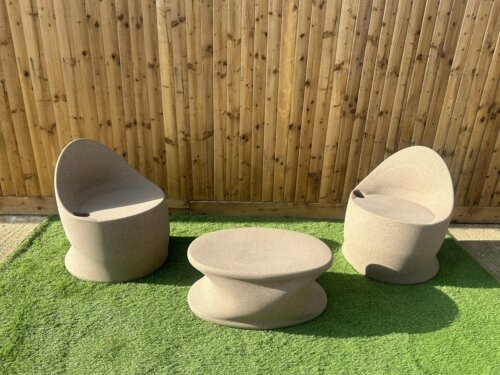 Egg Chair Coffee Table Sand Stone (Set of 3) - Image 2