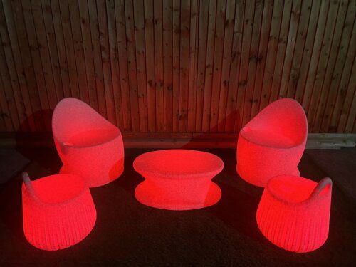 Illuminated LED Egg Chair Handy Stool Coffee Table Natural Finish (Set of 5) - Image 4