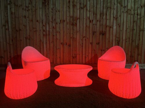 Illuminated LED Egg Chair Handy Stool Coffee Table Natural Finish (Set of 5) - Image 3