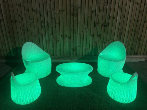Illuminated LED Egg Chair Handy Stool Coffee Table Natural Finish (Set of 5) - Image 7