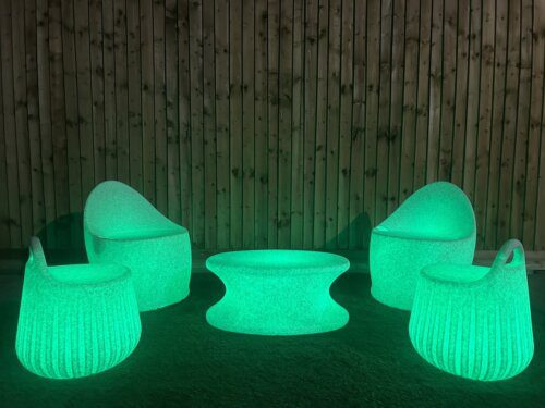 Illuminated LED Egg Chair Handy Stool Coffee Table Natural Finish (Set of 5) - Image 5