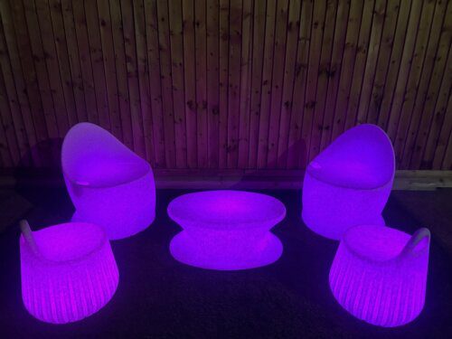 Illuminated LED Egg Chair Handy Stool Coffee Table Natural Finish (Set of 5) - Image 8