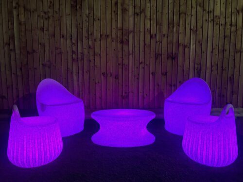 Illuminated LED Egg Chair Handy Stool Coffee Table Natural Finish (Set of 5) - Image 6