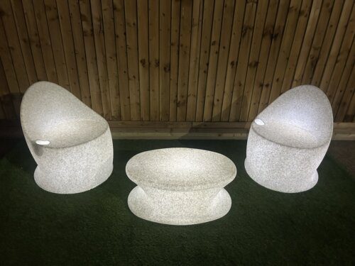 Illuminated LED Egg Chair Coffee Table Natural Finish (Set of 3) - Image 2