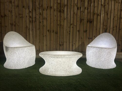 Illuminated LED Egg Chair Coffee Table Natural Finish (Set of 3)