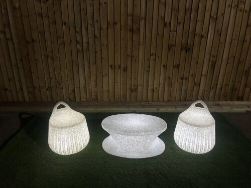 Illuminated LED Handy Stool Coffee Table Natural Finish (Set of 3) - Image 2