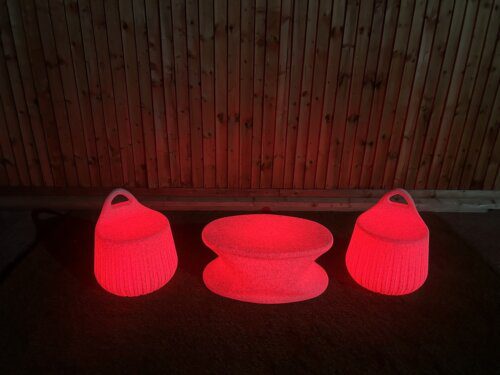 Illuminated LED Handy Stool Coffee Table Natural Finish (Set of 3) - Image 7