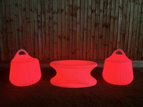 Illuminated LED Handy Stool Coffee Table Natural Finish (Set of 3) - Image 6