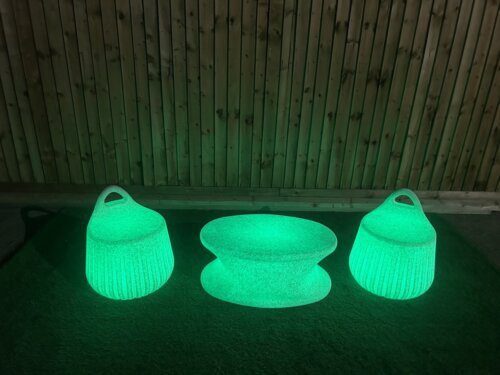 Illuminated LED Handy Stool Coffee Table Natural Finish (Set of 3) - Image 4