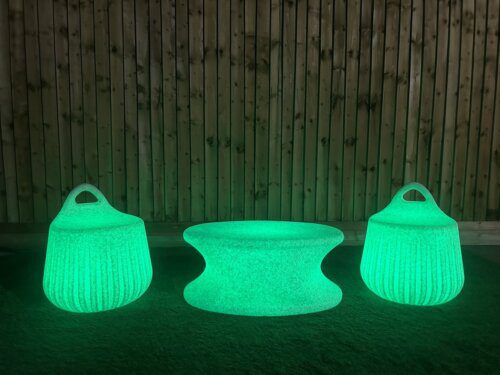 Illuminated LED Handy Stool Coffee Table Natural Finish (Set of 3) - Image 3