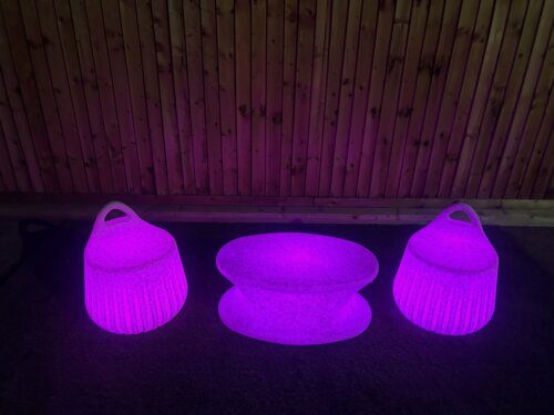 Illuminated LED Handy Stool Coffee Table Natural Finish (Set of 3) - Image 5